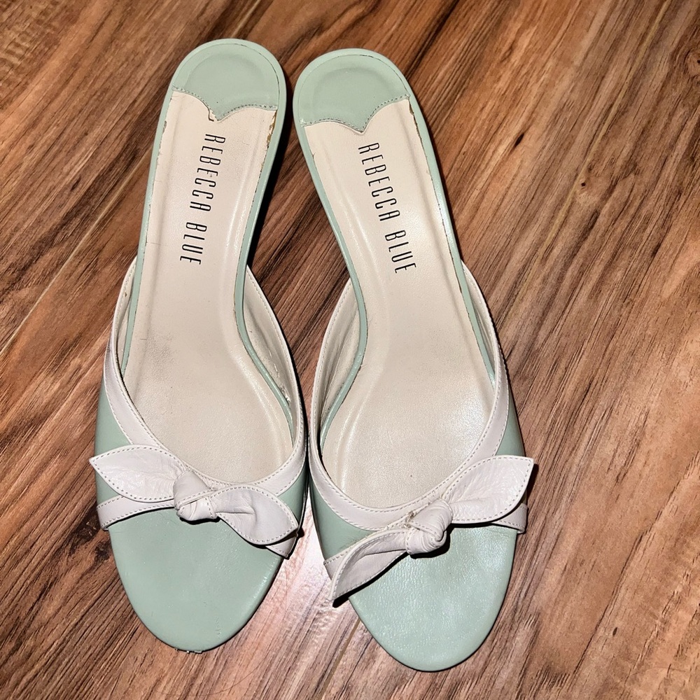 Rebecca Blue Kitten Heels with Bow